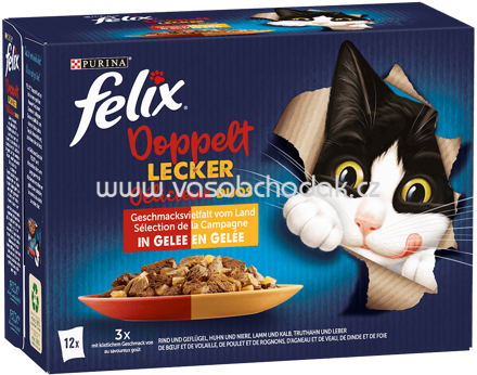 Purina Felix Doppelt lecker Geschmacksvielfalt vom Land in Gelee, 12x85g