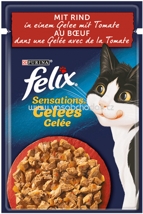 Purina Felix Sensations Gelees mit Rind & Tomate, 85g