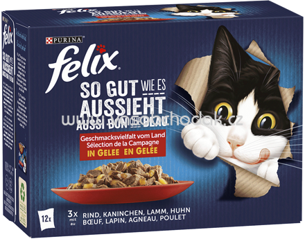 Purina Felix So gut wie es aussieht Geschmacksvielfalt vom Land in Gelee, 12x85g