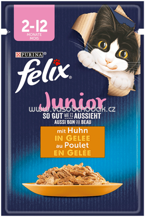 Purina Felix So gut wie es aussieht Junior mit Huhn in Gelee, 85g