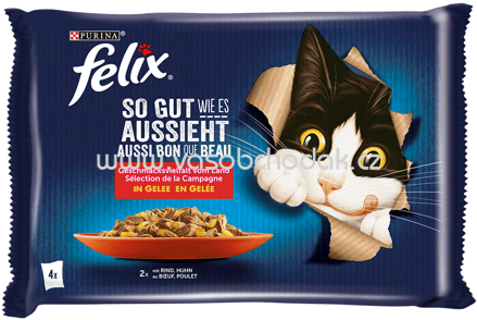 Purina Felix So gut wie es aussieht Geschmacksvielfalt vom Land in Gelee, 4x85g