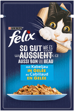 Purina Felix So gut wie es aussieht mit Kabeljau in Gelee, 85g