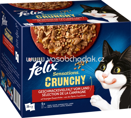 Purina Felix Sensations Crunchy Geschmacksvielfalt vom Land, 20x85g