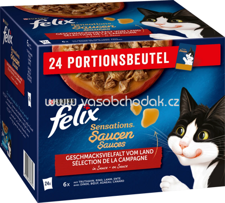 Purina Felix Sensations Saucen Geschmacksvielfalt vom Land, 24x85g