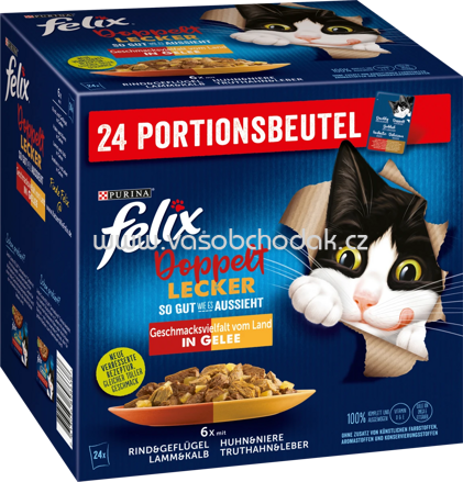 Purina Felix Doppelt lecker Geschmacksvielfalt vom Land in Gelee, 24x85g