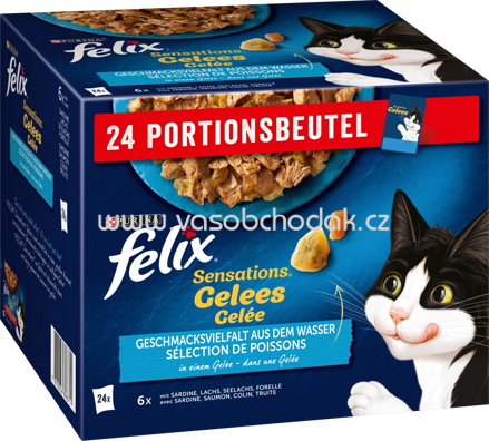 Purina Felix Sensations Gelees Geschmacksvielfalt aus dem Wasser, 24x85g