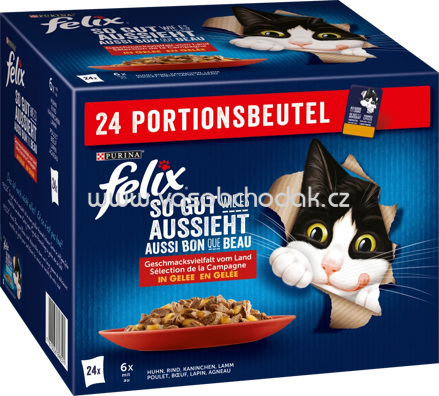 Purina Felix So gut wie es aussieht Geschmacksvielfalt vom Land in Gelee, 24x85g