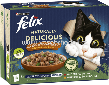 Purina Felix Naturally Delicious Geschmacksvielfalt vom Hof mit Gemüse in Gelee, 10x80g