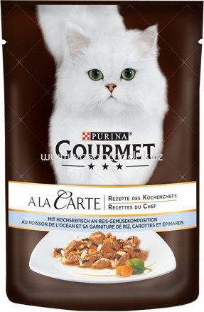 Purina Gourmet A la Carte mit Hochseefisch an Reis-Gemüsekomposition, 85g