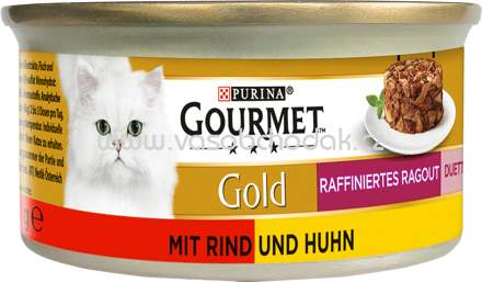 Purina Gourmet Gold Raffiniertes Ragout Duetto mit Rind und Huhn, 85g