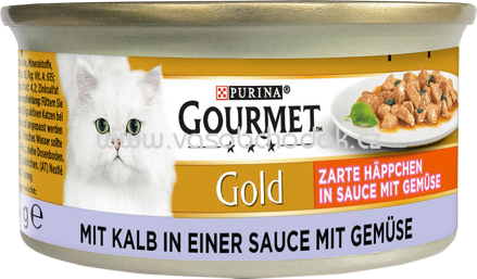 Purina Gourmet Gold Zarte Häppchen in Sauce mit Gemüse mit Kalb in einer Sauce mit Gemüse, 85g