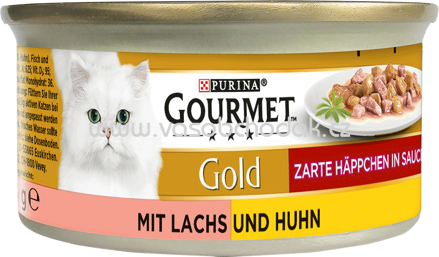Purina Gourmet Gold Zarte Häppchen in Sauce mit Lachs & Huhn, 85g