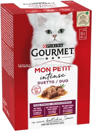 Purina Gourmet Mon Petit Duetti mit Rind & Huhn, Truthahn & Leber, Geflügel & Lamm, 6x50g