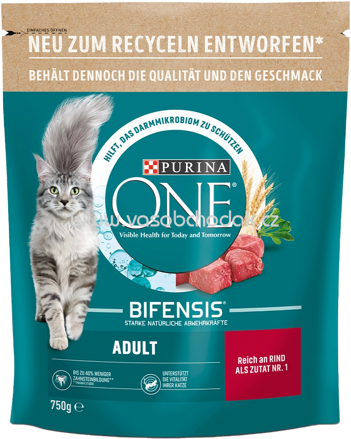 Purina ONE Adult reich an Rind und Vollkorn-Getreide, 750g