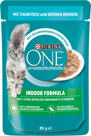 Purina ONE Indoor Formula mit Thunfisch und grünen Bohnen, 85g