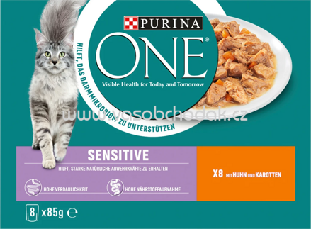 Purina ONE Sensitive mit Huhn und Karotten, 8x85g