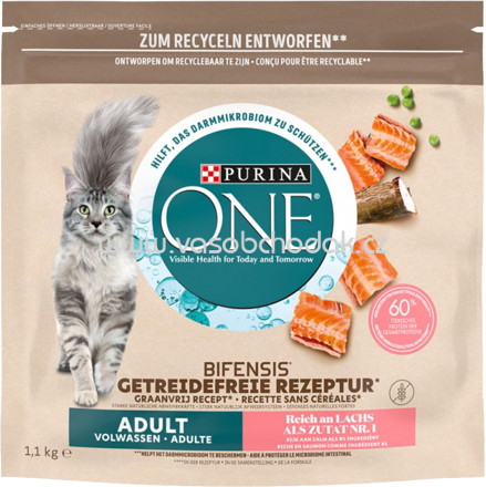 Purina ONE Getreidefreie für Adult Katzen reich an Lachs, 1,1 kg