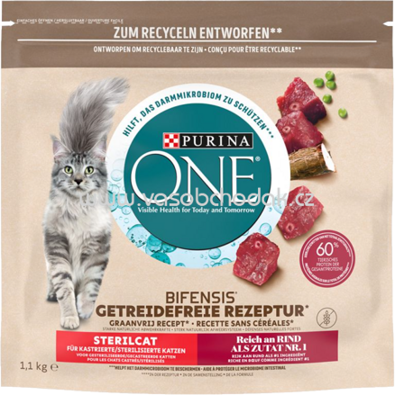 Purina ONE Getreidefreie für kastrierte Katzen reich an Huhn, 1,1 kg