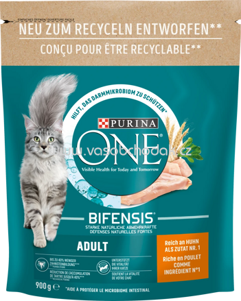 Purina ONE Adult reich an Huhn und Vollkorn–Getreide, 900g