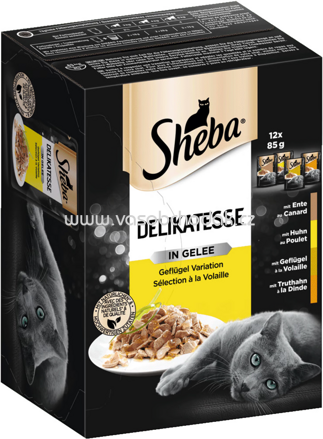 Sheba Portionsbeutel Delikatesse in Gelee Geflügel Variation, 12x85g