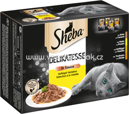 Sheba Portionsbeutel Delikatesse in Sauce Geflügel Variation, 12x85g