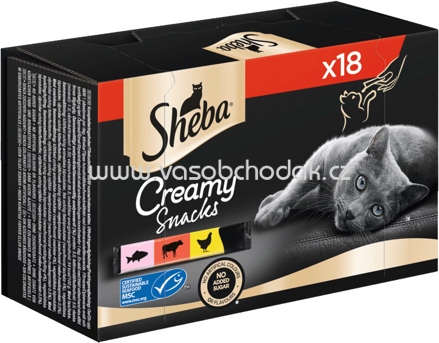 Sheba Creamy Snacks mit Lachs, Rind und Huhn, 18x12g