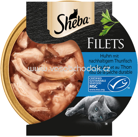 Sheba Schale Filets Huhn mit nachhaltigem Thunfisch, 60g