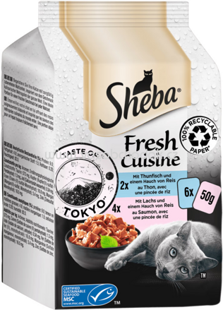 Sheba Portionsbeutel Taste of Tokyo Fresh & Cuisine in Sauce mit Thunfisch, Lachs, 6x50g