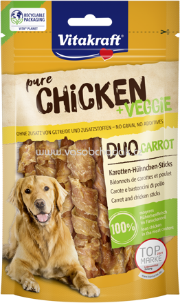 Vitakraft CHICKEN + VEGGIE DUO CARROT Karotten Hühnchen Sticks, 80g