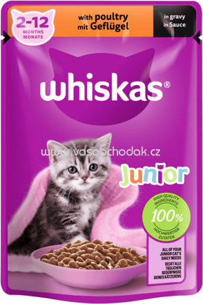 Whiskas Portionsbeutel Junior mit Geflügel in Sauce, 85g