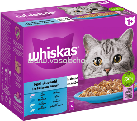 Whiskas Portionsbeutel Fisch Auswahl in Gelee, 12x85g