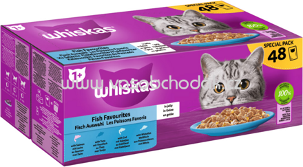 Whiskas Portionsbeutel Fisch Auswahl in Gelee, 48x85g