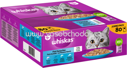 Whiskas Portionsbeutel Fisch Auswahl in Gelee, 80x85g