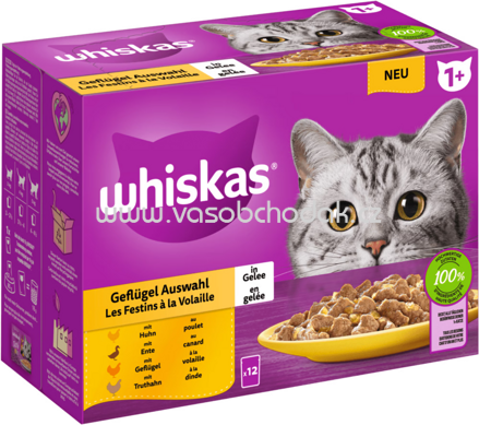 Whiskas Portionsbeutel Geflügel Auswahl in Gelee, 12x85g