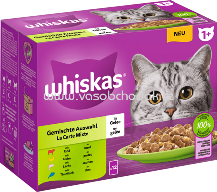 Whiskas Portionsbeutel Gemischte Auswahl in Gelee, 12x85g