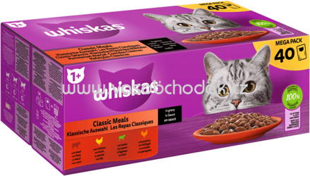 Whiskas Portionsbeutel Klassische Auswahl in Sauce, 40x85g