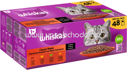 Whiskas Portionsbeutel Klassische Auswahl in Sauce, 48x85g