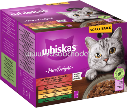 Whiskas Portionsbeutel Pure Delight Klassisches Ragout in Gelee, 24x85g