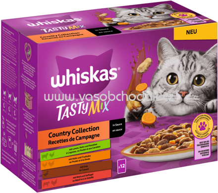 Whiskas Portionsbeutel Tasty Mix Country Collection in Sauce, 12x85g