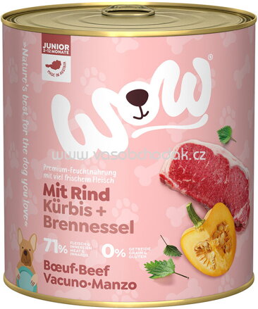 Wow Junior mit Rind, Kürbis und Brennnessel, 800g