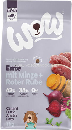 Wow Trockenfutter Senior Ente mit Minze und Roter Rübe, 1 kg