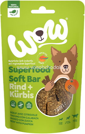 Wow Superfood Soft Bar Rind und Kürbis, 150g