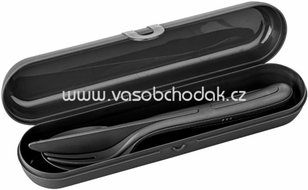 Koziol Besteck Set und Box Klikk Ready Grau, 1 Set