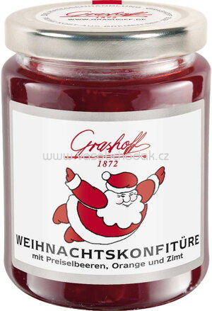 Grashoff Weihnachtskonfitüre mit Preiselbeeren, Orange und Zimt, 250g