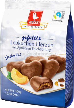 Weiss Lebkuchenherzen Vollmilch gefüllt, 300g