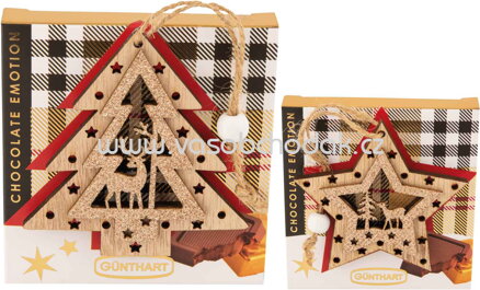 Günthart Kleines Pralinenpräsent Karo mit Holzdekoration, 38g
