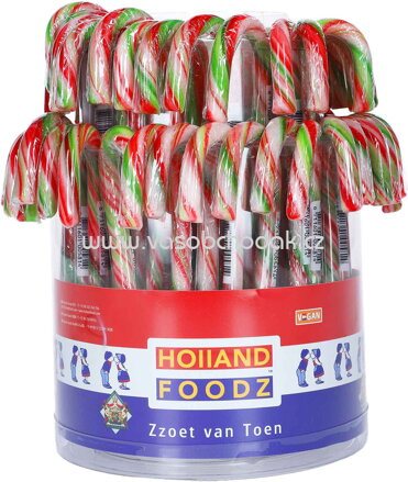 Holland Foodz Zuckerstange, 12cm, rot-weiß-grün, 72 St, 864g