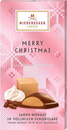 Niederegger Merry Christmas Weihnachtsschokolade Sahne-Nougat, 100g