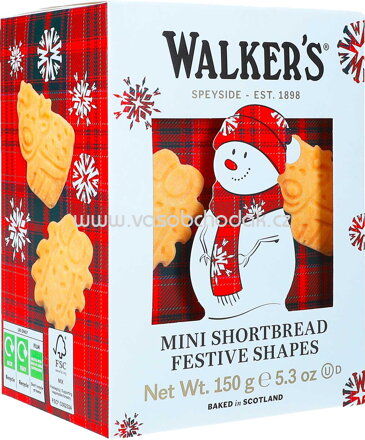 Walker's Mini Shortbread Festive Shapes Snowman, 150g