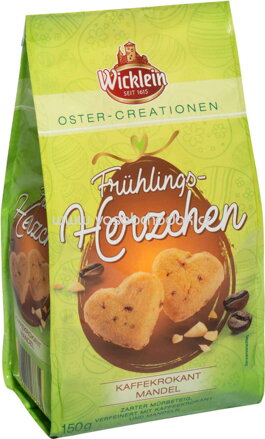 Wicklein Frühlings-Herzchen Kaffeekrokant Mandel, 150g